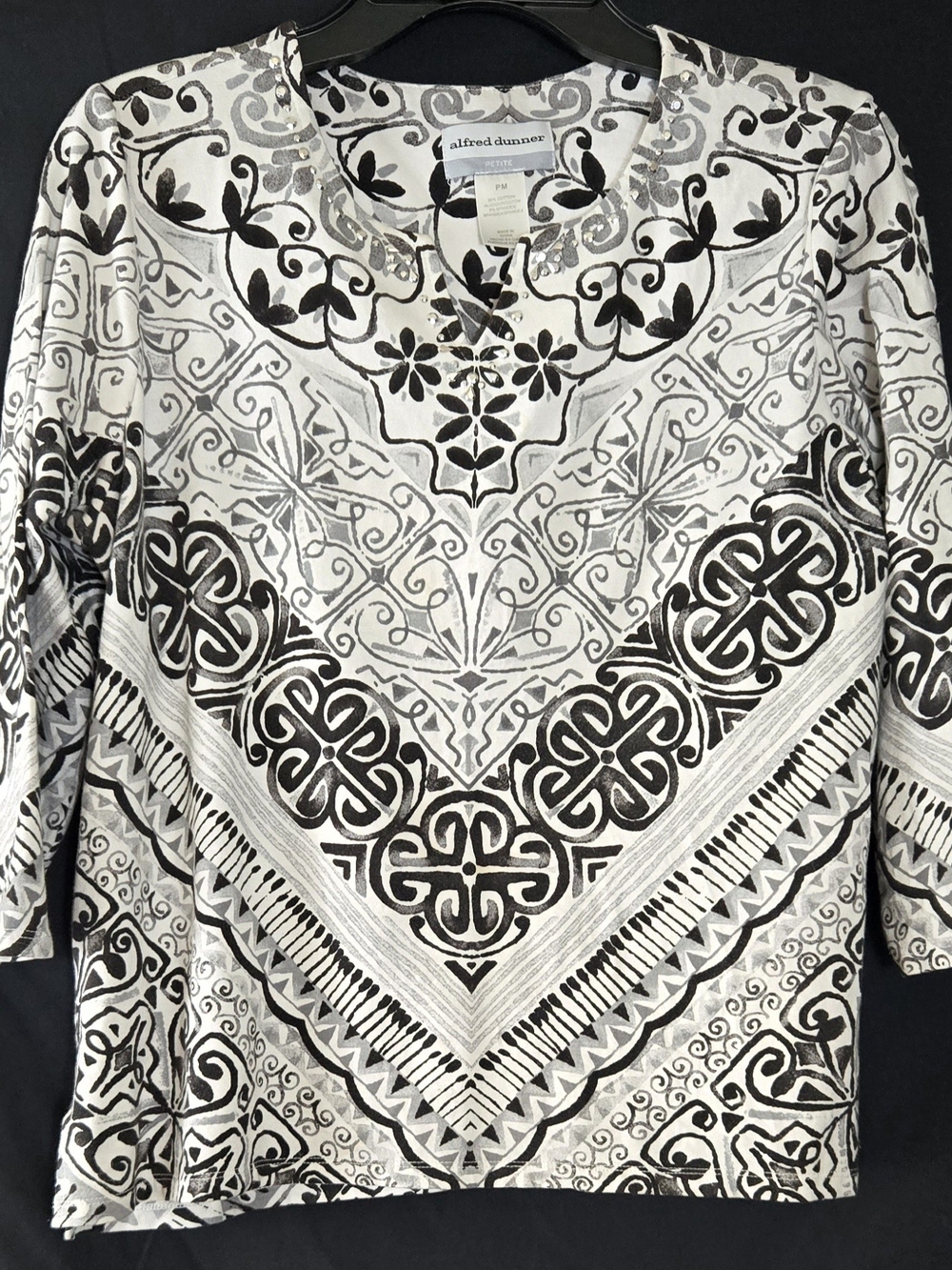 Alfred Dunner Black & White Printed Women's Top #582
